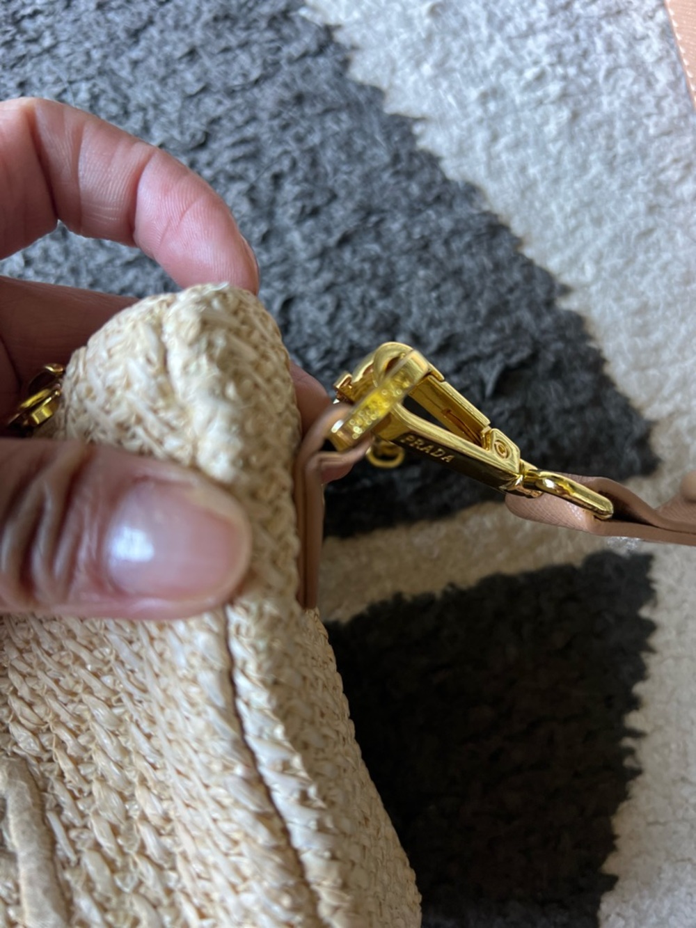 Prada Natural Beige Woven Crossbody Bag with Chain and Leather Strap - Picture 3 of 3